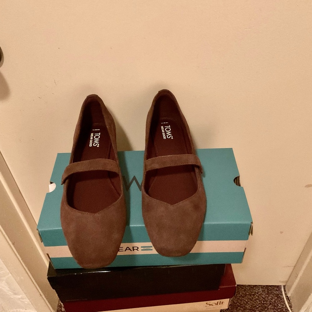 TOMS Women's Bianca Chocolate Brown Flats - Size 11
